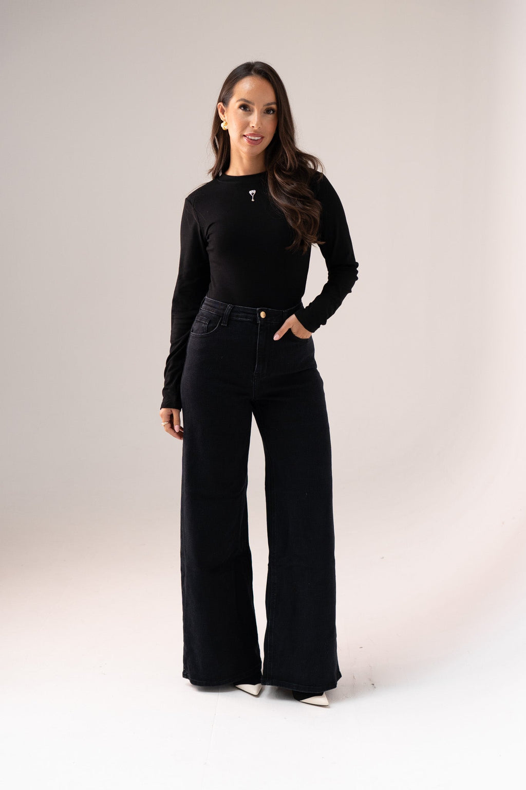 Women's Black Denim Jeans | Comfortable High-Waist Stretch Trousers 0