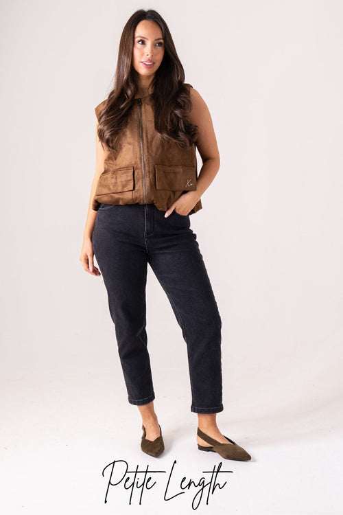 Women's Black Wash Denim Mom Jeans | High-Waisted Stylish Casual Pants 1