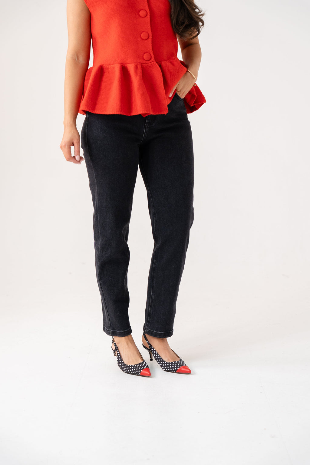 Women's Black Wash Denim Mom Jeans | High-Waisted Stylish Casual Pants 2