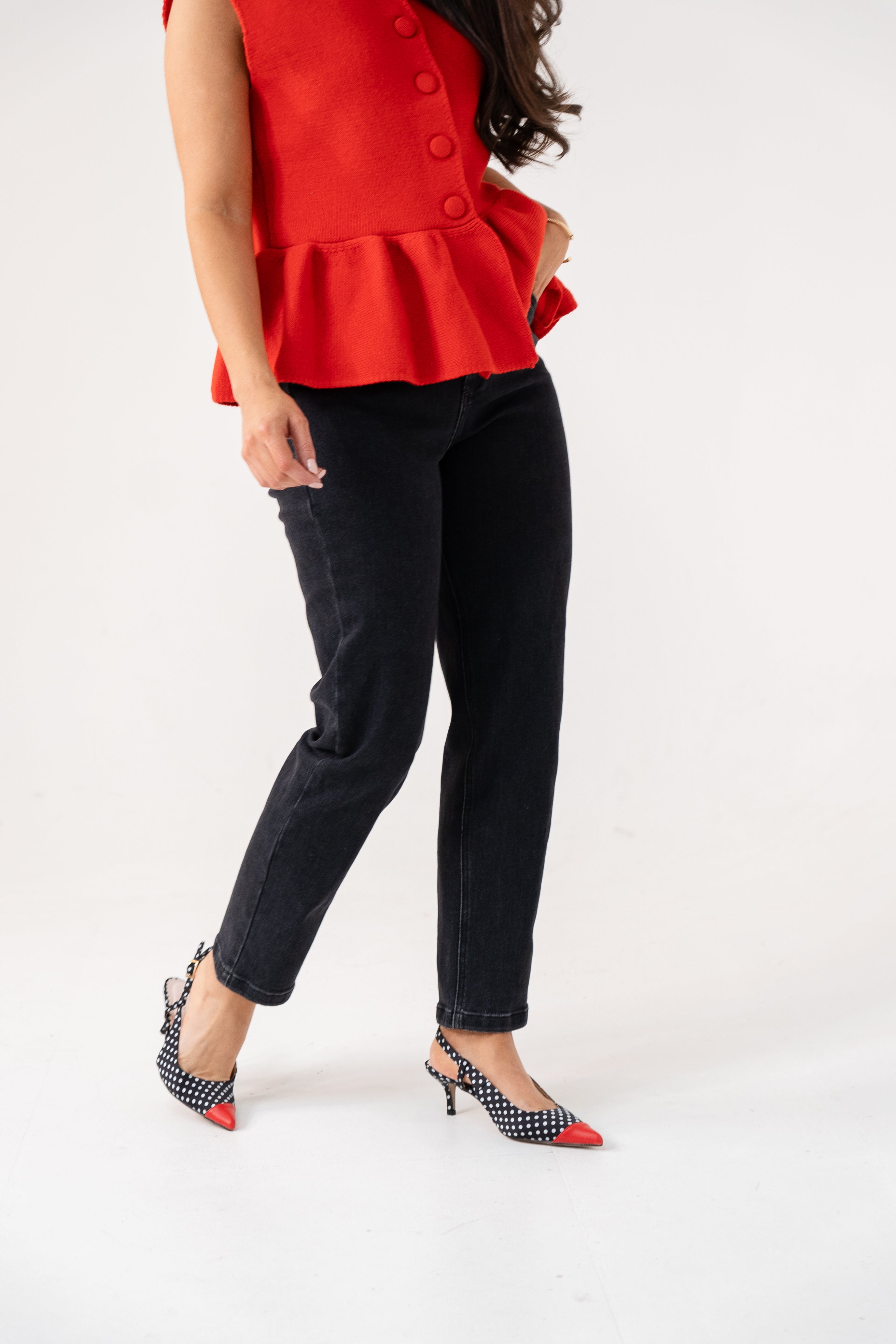 Women's Black Wash Denim Mom Jeans | High-Waisted Stylish Casual Pants 3