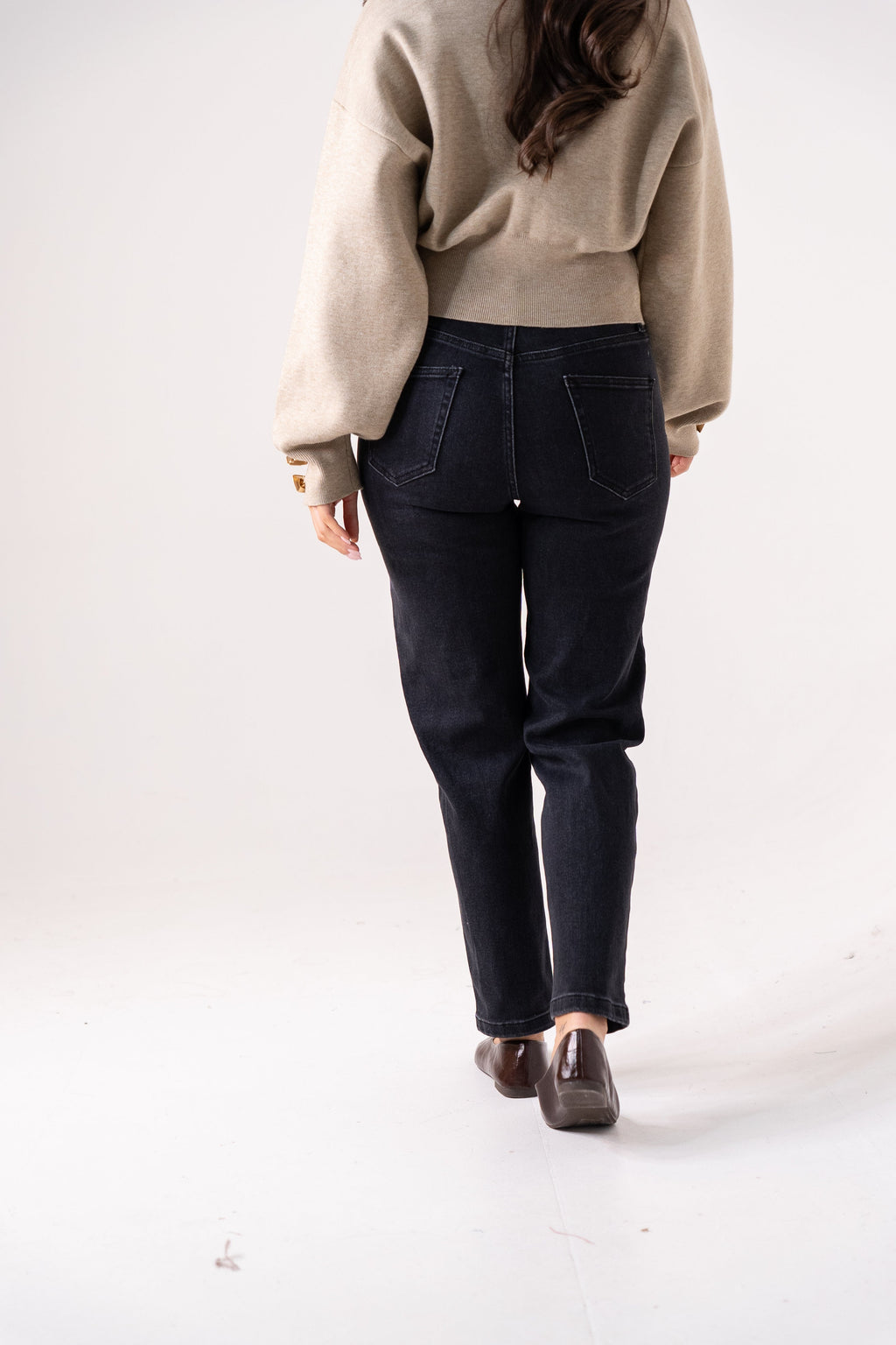 Women's Black Wash Denim Mom Jeans | High-Waisted Stylish Casual Pants 6