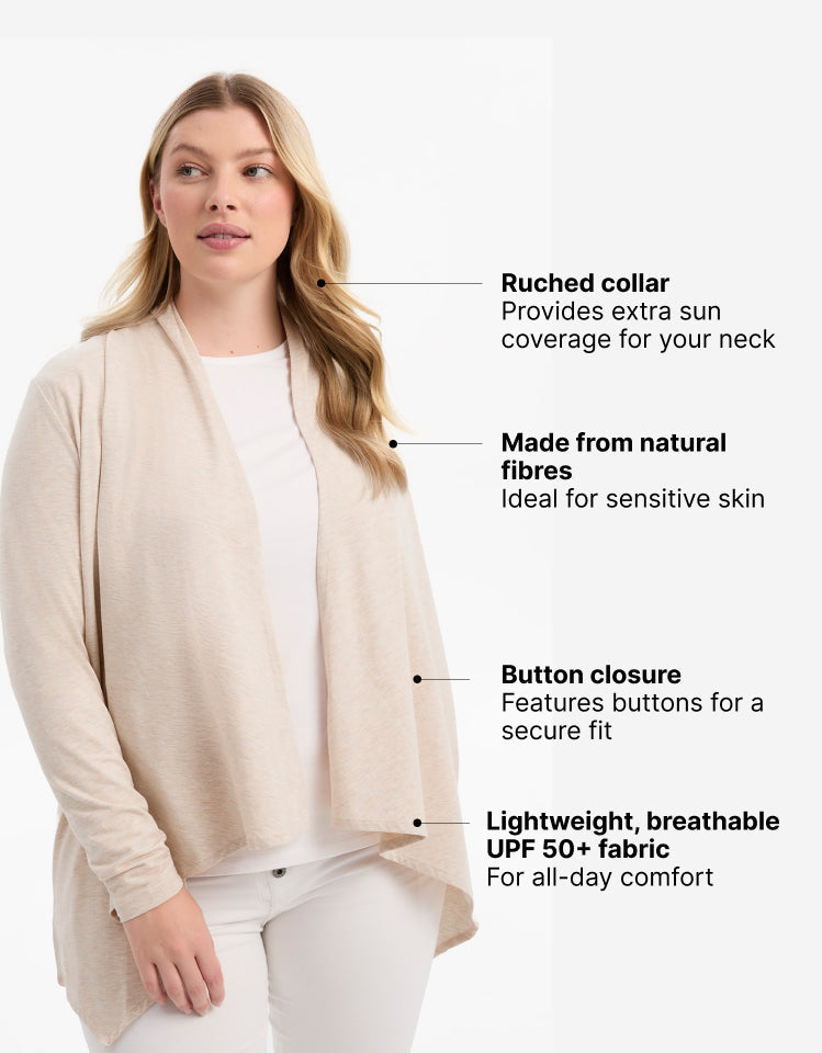 Women's Breathable Cotton-Bamboo Shawl Wrap | Elegant Sun Cover-Up with UPF 50+ Protection 2