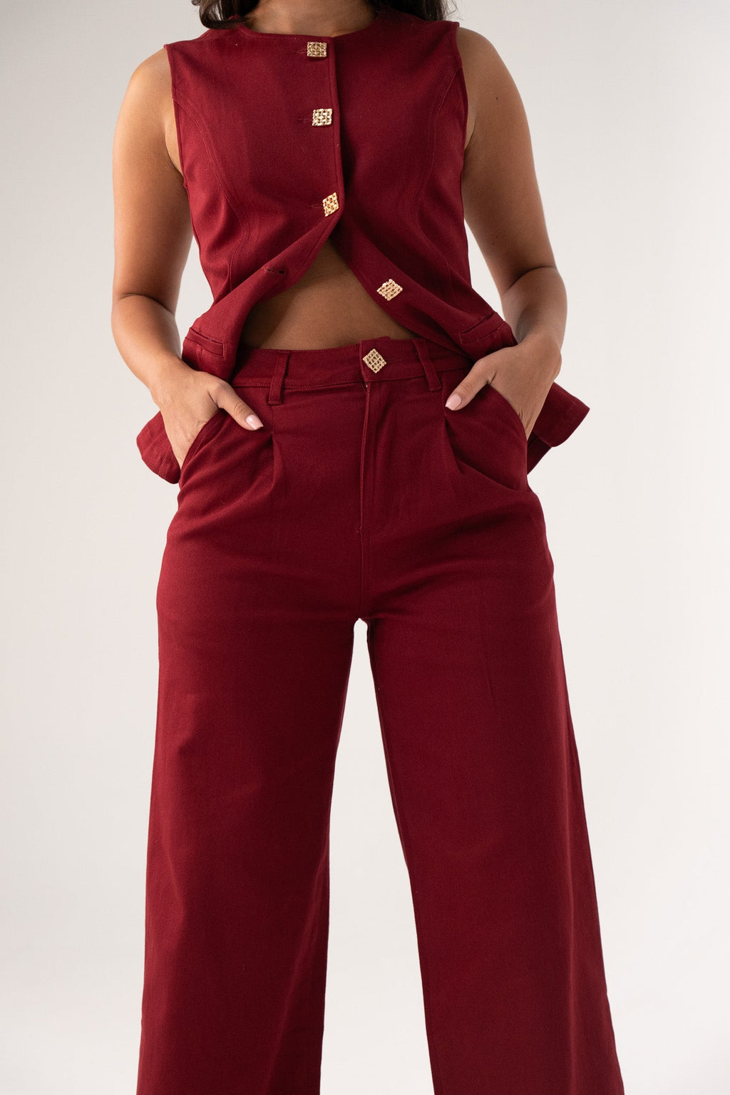 Women's Burgundy Denim Jeans | High-Waist Straight Leg Stylish Fit 2