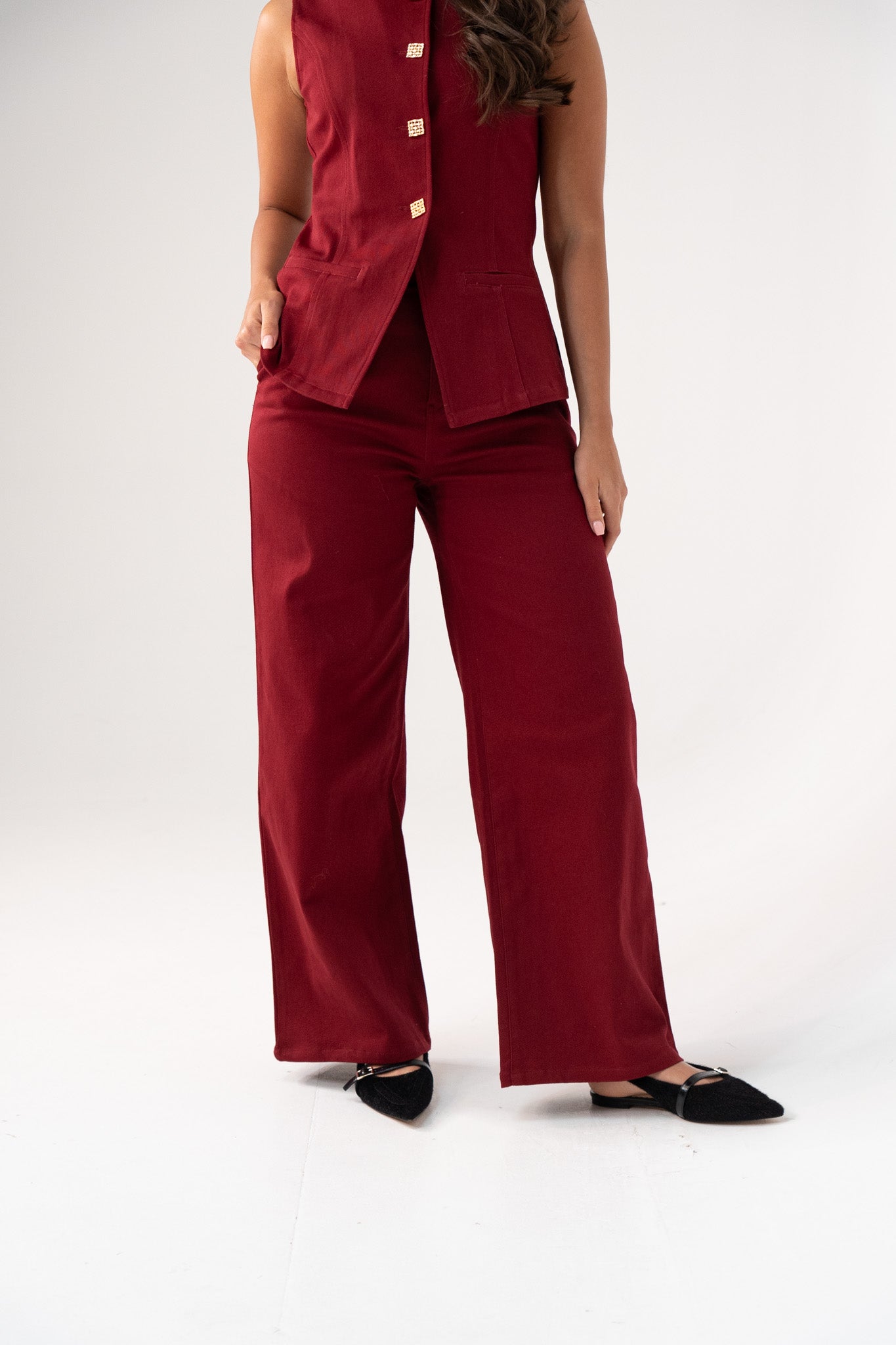 Women's Burgundy Denim Jeans | High-Waist Straight Leg Stylish Fit 6