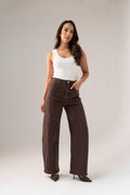 Women's Chocolate Denim Barrel Jeans | Stylish High-Waist Trendy Fit 0