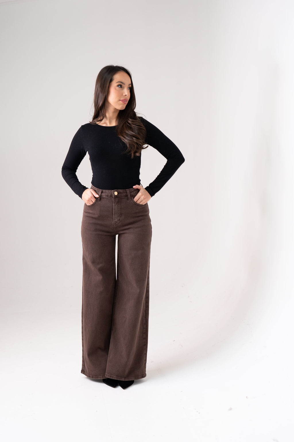 Women's Chocolate Denim Jeans | Comfortable Stretch Fit Everyday Pants 3