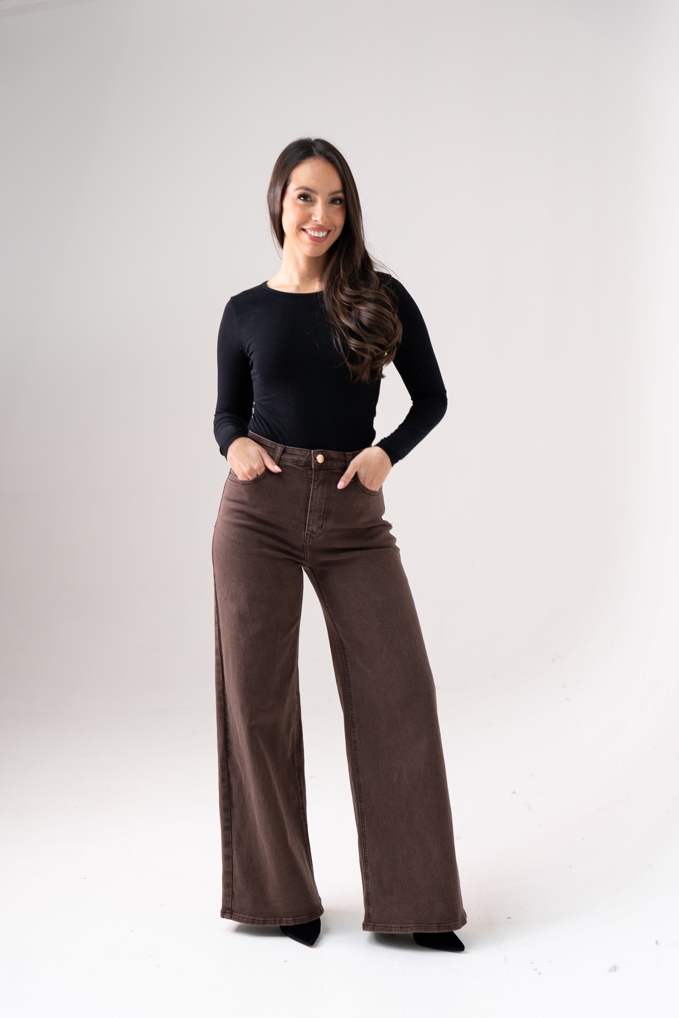 Women's Chocolate Denim Jeans | Comfortable Stretch Fit Everyday Pants 5