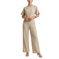 Women's Comfortable Cotton Jumpsuit | Stylish Short Sleeve Wide-Leg Outfit 0