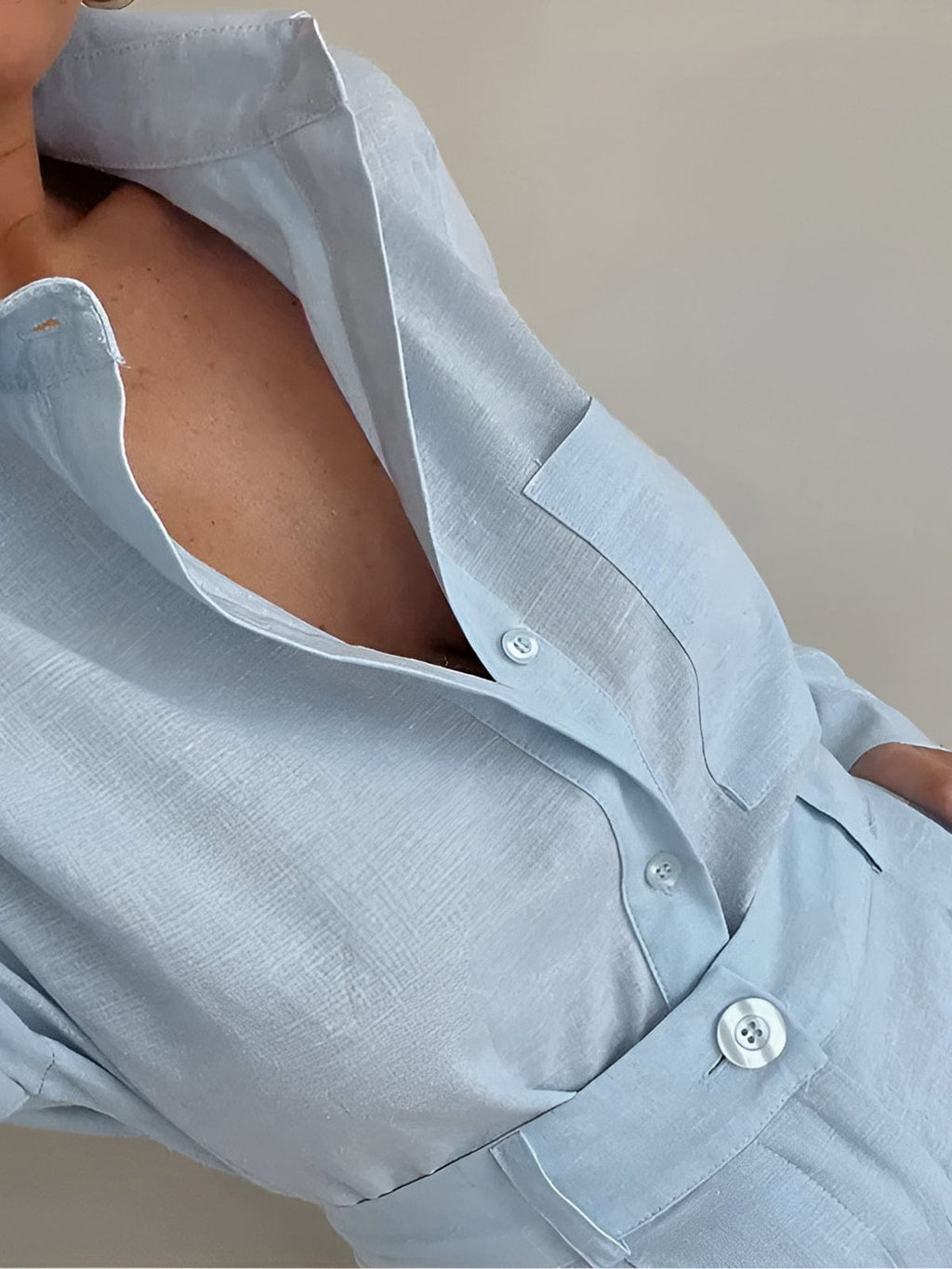 Women's Cotton Blend Long Sleeve Shirt Set | Stylish Casual Outfit for Summer 1