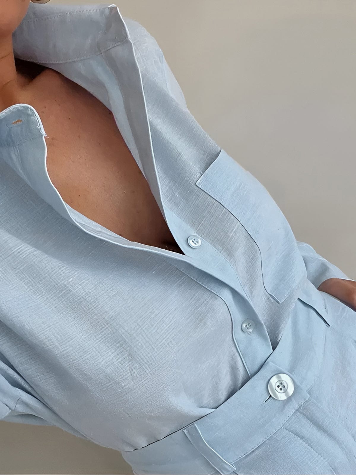 Women's Cotton Blend Long Sleeve Shirt Set | Stylish Casual Outfit for Summer 1