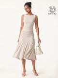 Women's Cotton Blend Loungewear Set | Comfortable Bra Tank & Side Ruched Midi Skirt 0