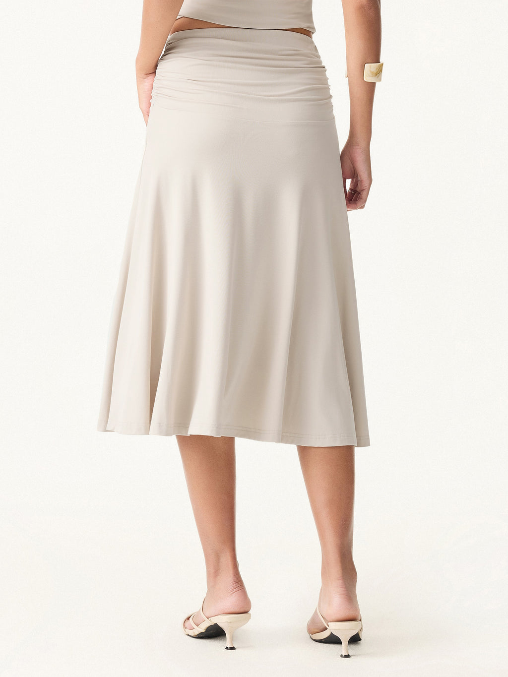 Women's Cotton Blend Loungewear Set | Comfortable Bra Tank & Side Ruched Midi Skirt 2
