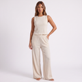 Women's Crochet-Style Two Piece Co-Ord Set | Textured Sleeveless Top and Casual Trousers 0