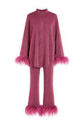 Women's Elegant Polyester Trouser Set | Stylish Long Sleeve Flared-Leg Outfit 0