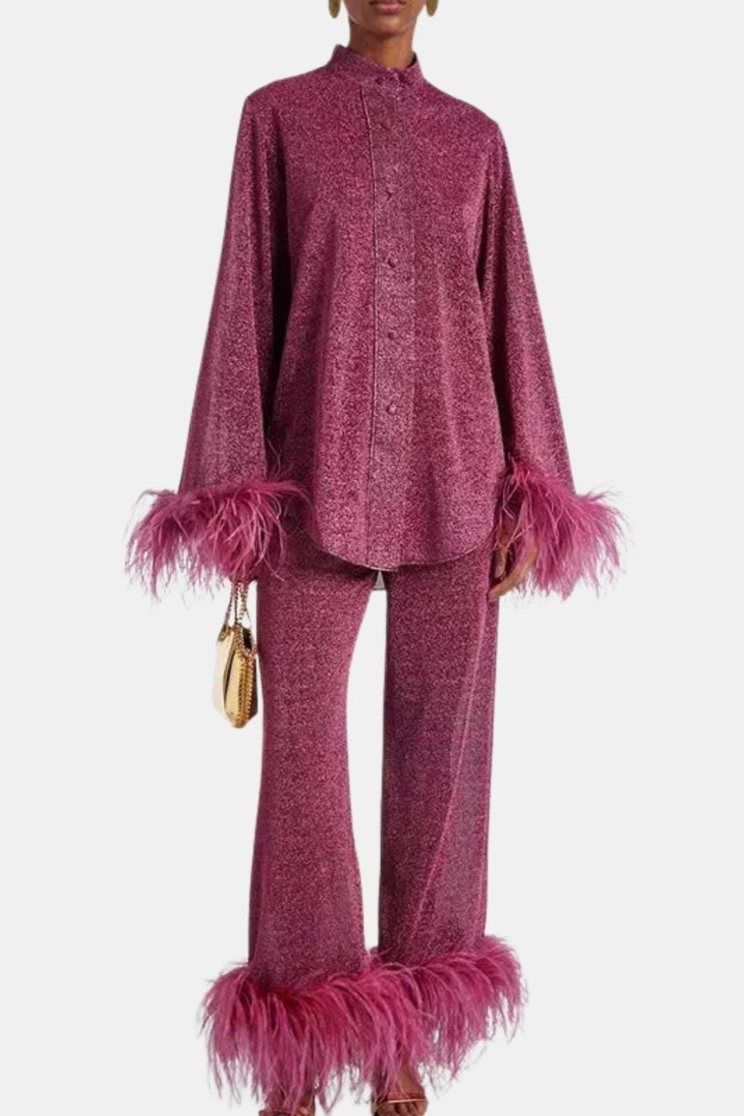 Women's Elegant Polyester Trouser Set | Stylish Long Sleeve Flared-Leg Outfit 1