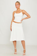Women's Lace Embroidered Co-Ord Set | Elegant Halter Top and Midi Skirt for Summer 0