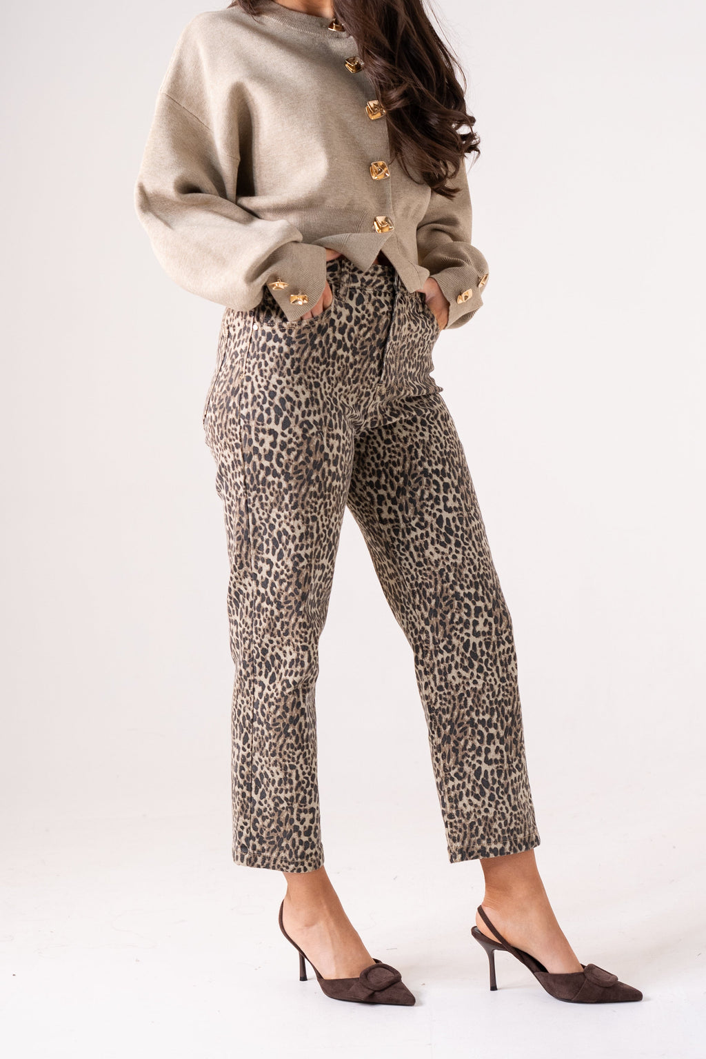 Women's Leopard Print Denim Mom Jeans | Stylish High-Waist Casual Fit 4