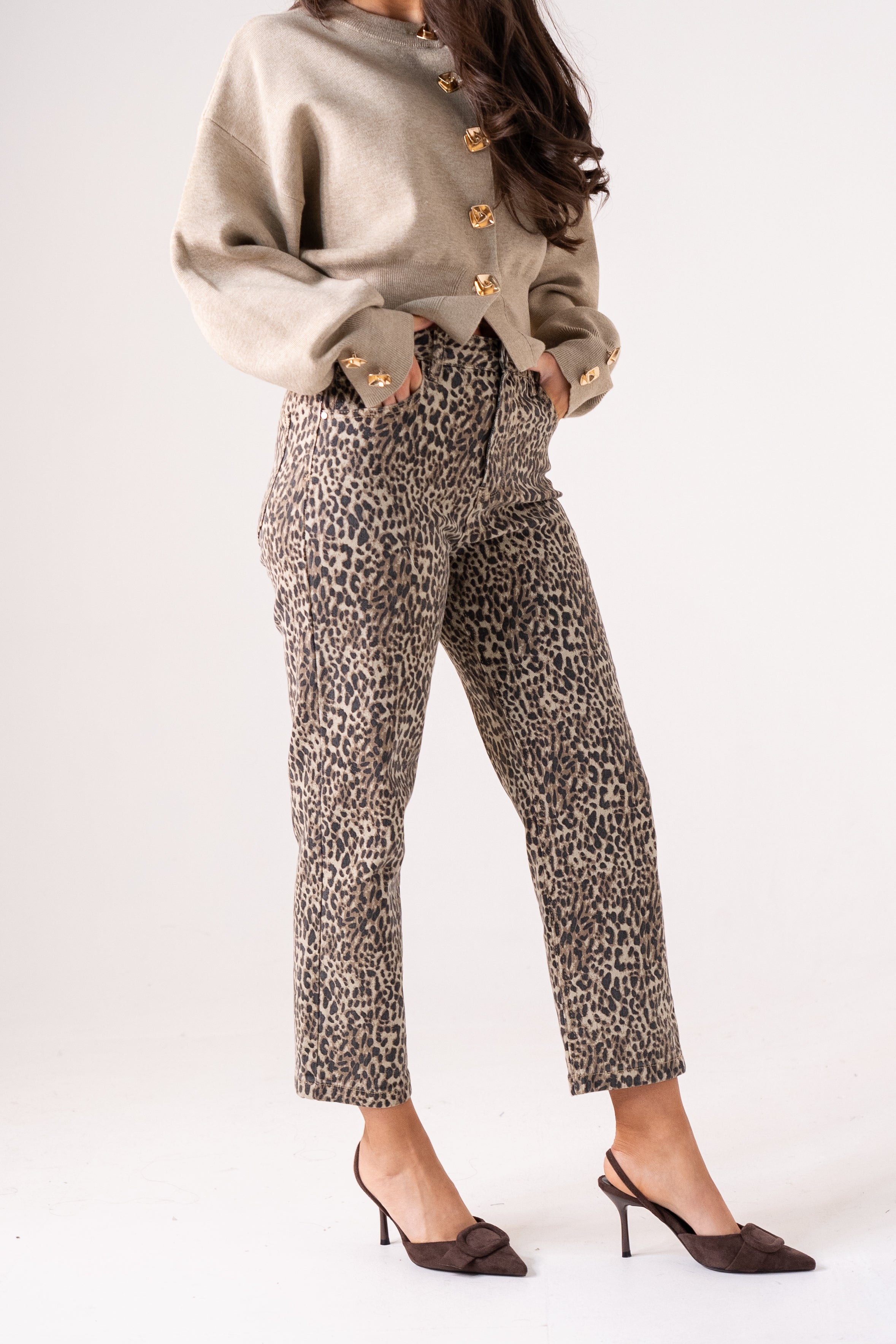 Women's Leopard Print Denim Mom Jeans | Stylish High-Waist Casual Fit 4