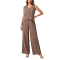 Women's Lightweight Sleeveless Jumpsuit | Elegant V-Neck Wide-Leg Design 0