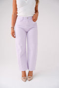 Women's Lilac Denim Carrot Barrel Jeans | High-Waist Stylish Fit Casual Pants 0
