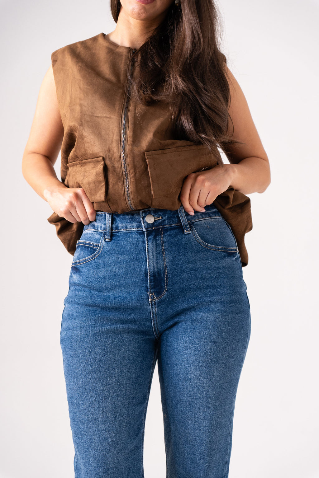Women's Mid Wash Denim Mom Jeans | Trendy High-Waist Casual Fit 6