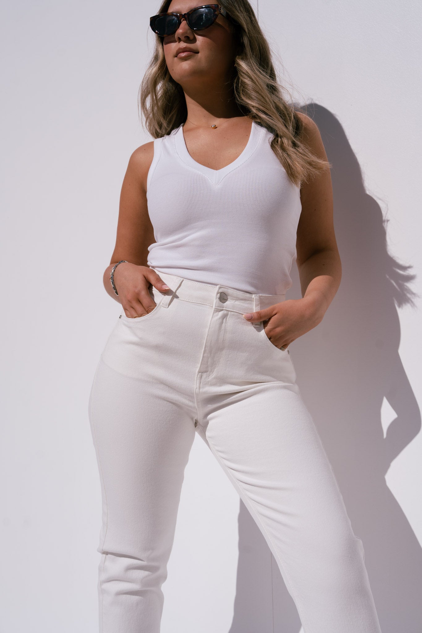 Women's Off-White Denim Mom Jeans | High-Waist Comfortable Casual Fit 4