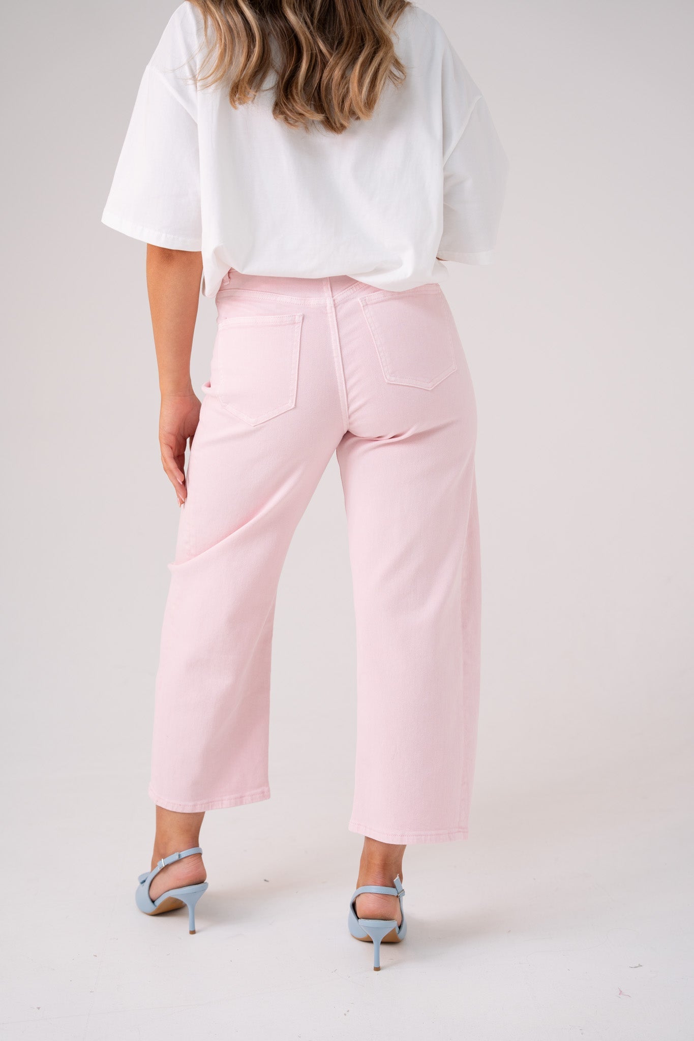 Women's Pink Denim Carrot Barrel Jeans | Stylish High-Waist Trendy Fit 6