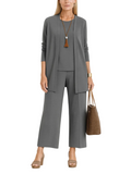 Women's Soft Fabric Three-Piece Set | Stylish Open-Front Layered Outfit 0