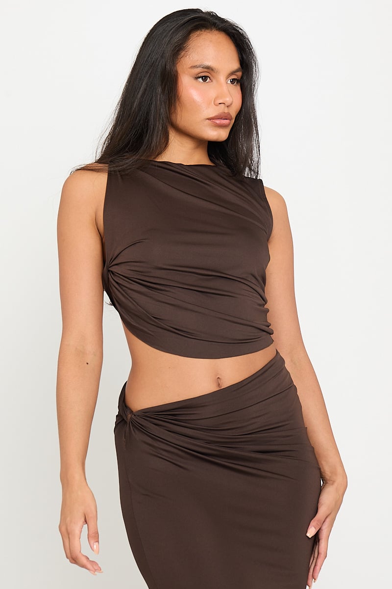 Women's Soft Polyester Maxi Skirt | Stylish Ruched Two-Piece Summer Set 1