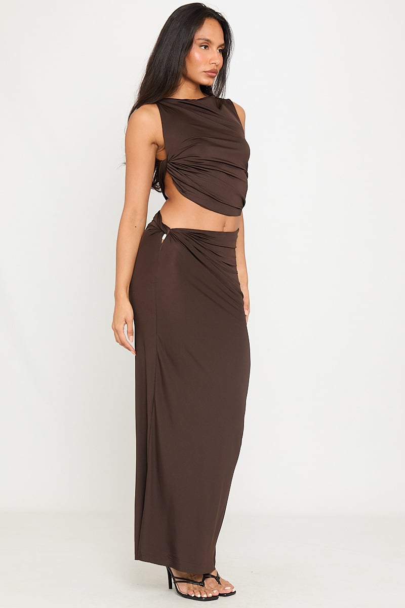 Women's Soft Polyester Maxi Skirt | Stylish Ruched Two-Piece Summer Set 2