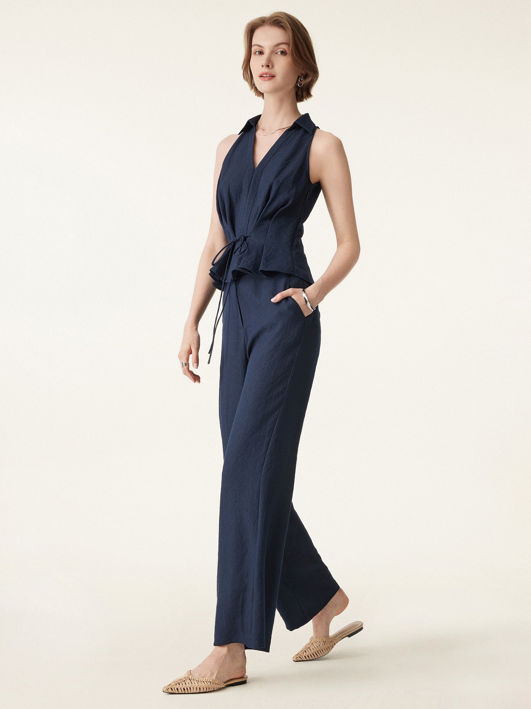 Women's Soft V-Neck Sleeveless Top & Flared Pants Set | Chic Casual Outfit 5