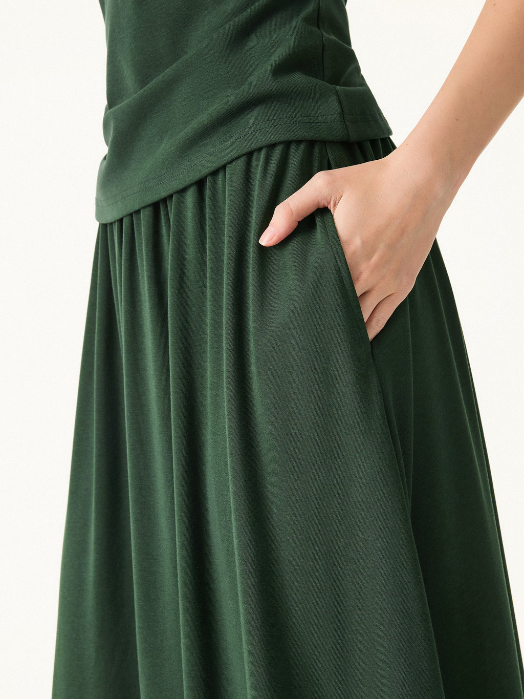 Women's Stretch Cotton Maxi Skirt Set | Stylish Two Piece Skirt and Top Outfit 6