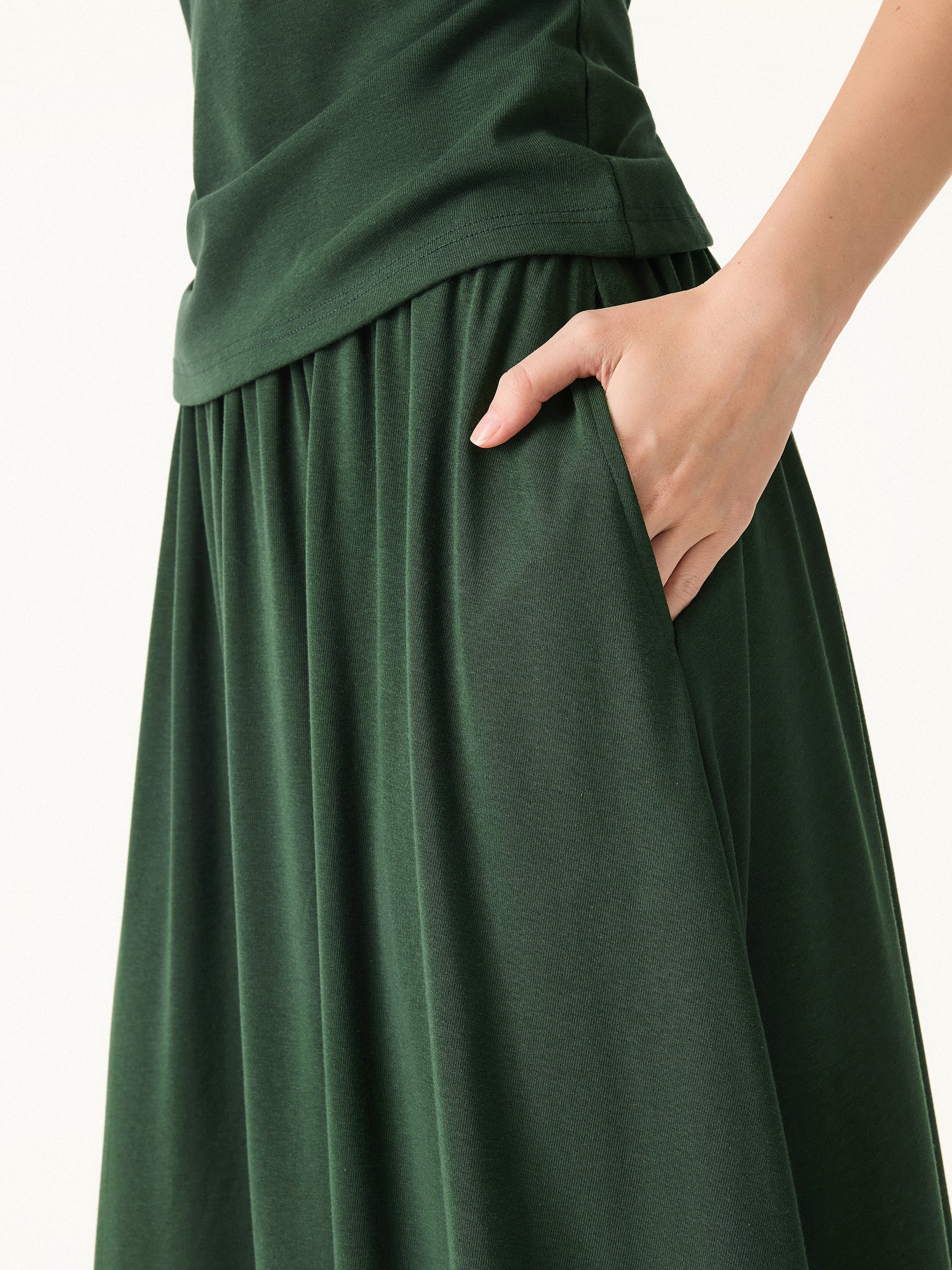 Women's Stretch Cotton Maxi Skirt Set | Stylish Two Piece Skirt and Top Outfit 6