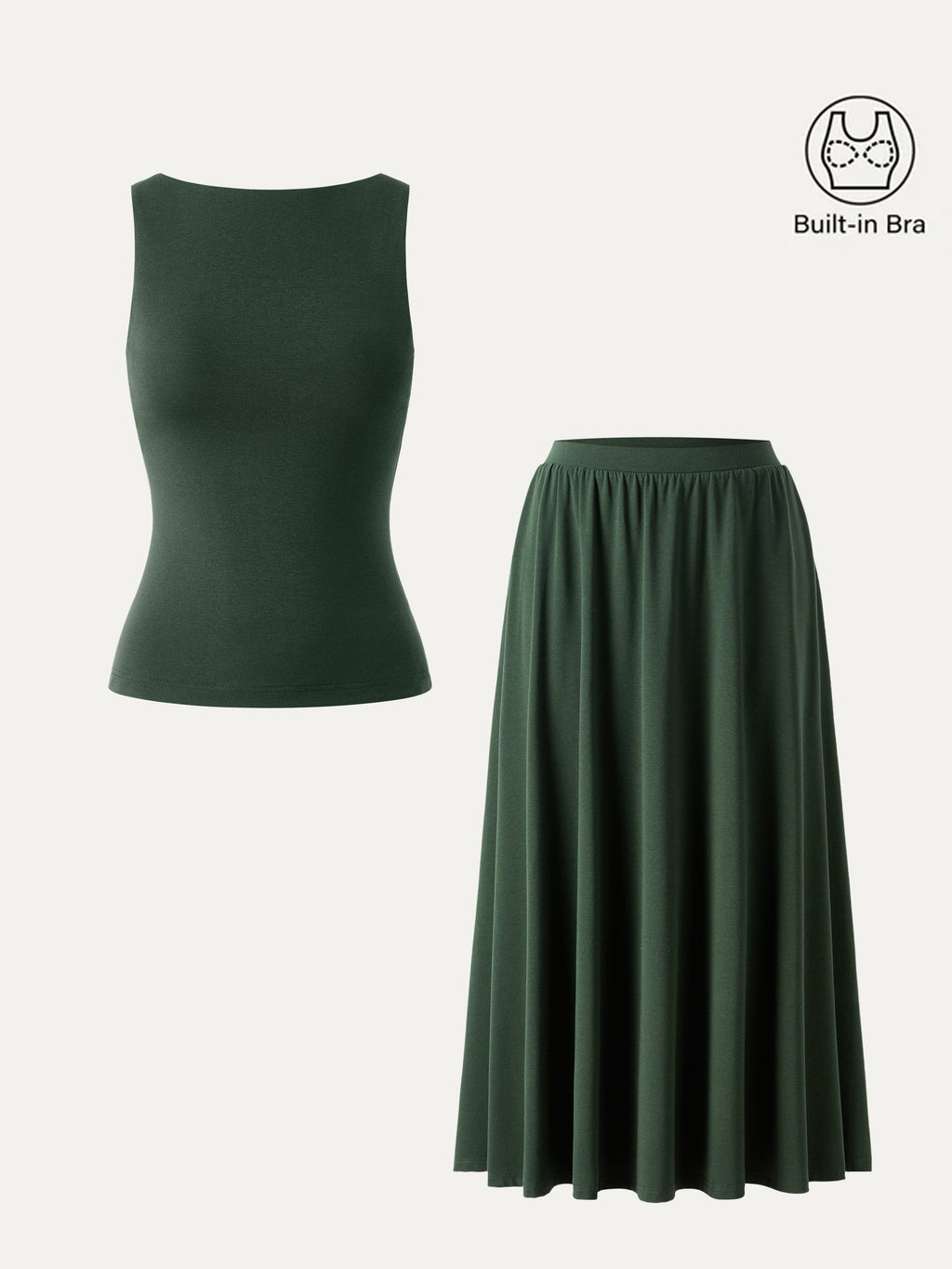 Women's Stretch Cotton Maxi Skirt Set | Stylish Two Piece Skirt and Top Outfit 8