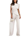Women's Stylish Loungewear Set | Chic Sleeveless Top & Wide-Leg Pants 0