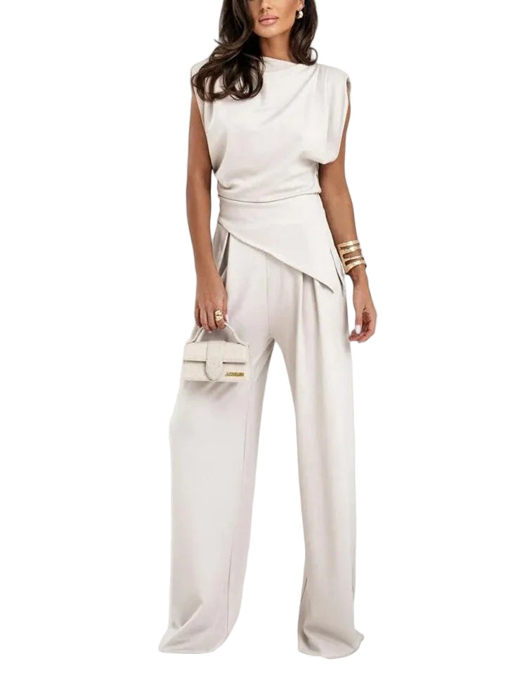 Women's Stylish Loungewear Set | Chic Sleeveless Top & Wide-Leg Pants 0