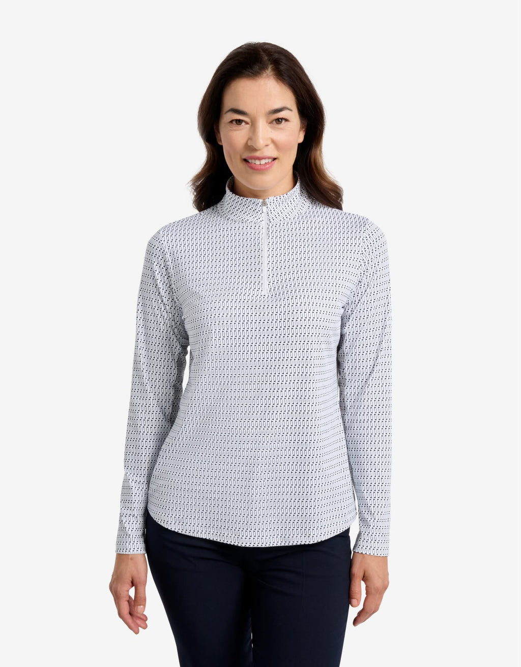 Women's UPF 50+ Printed Quarter Zip Top | Relaxed Fit Long Sleeve Sun Protection Top 0