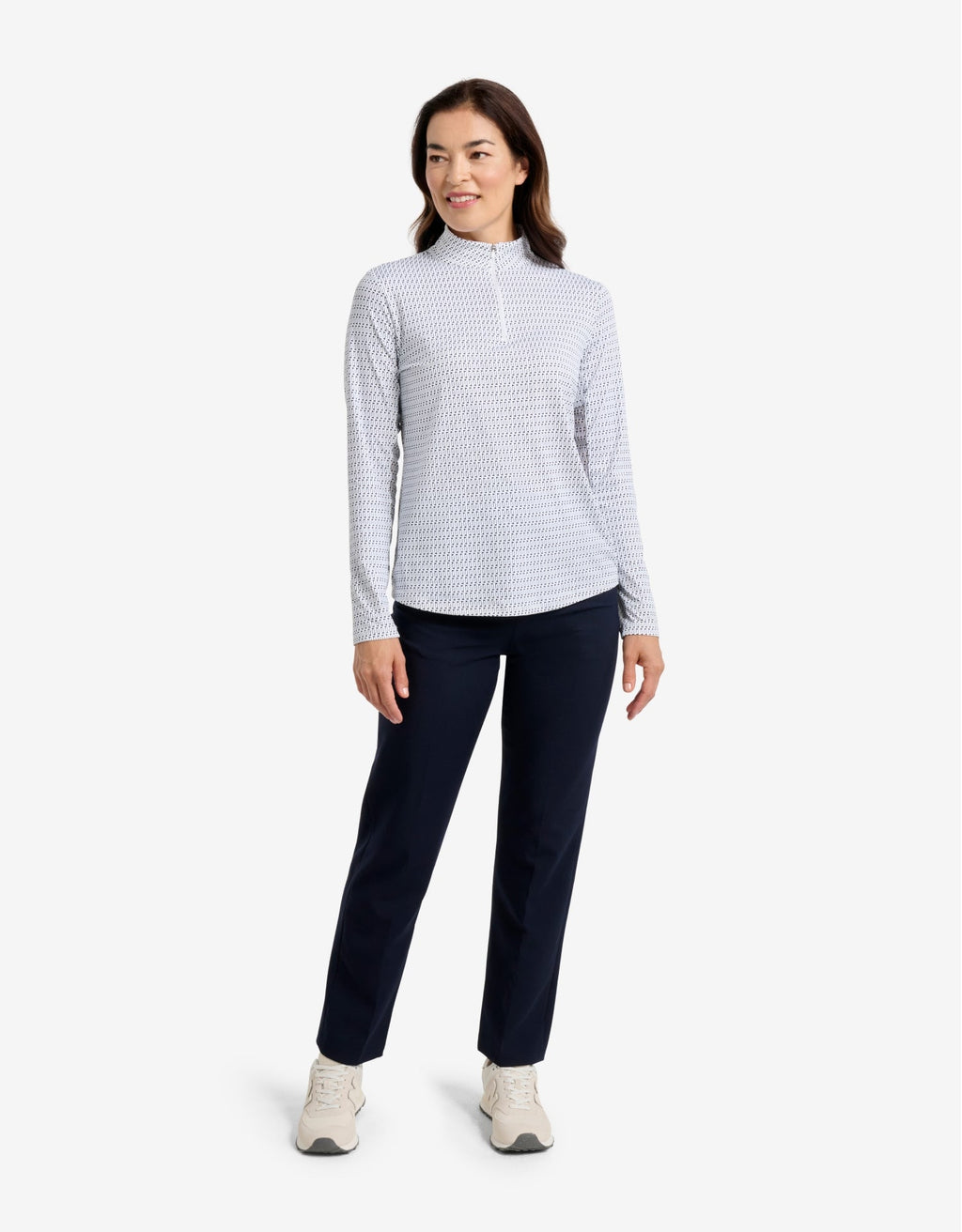 Women's UPF 50+ Printed Quarter Zip Top | Relaxed Fit Long Sleeve Sun Protection Top 2
