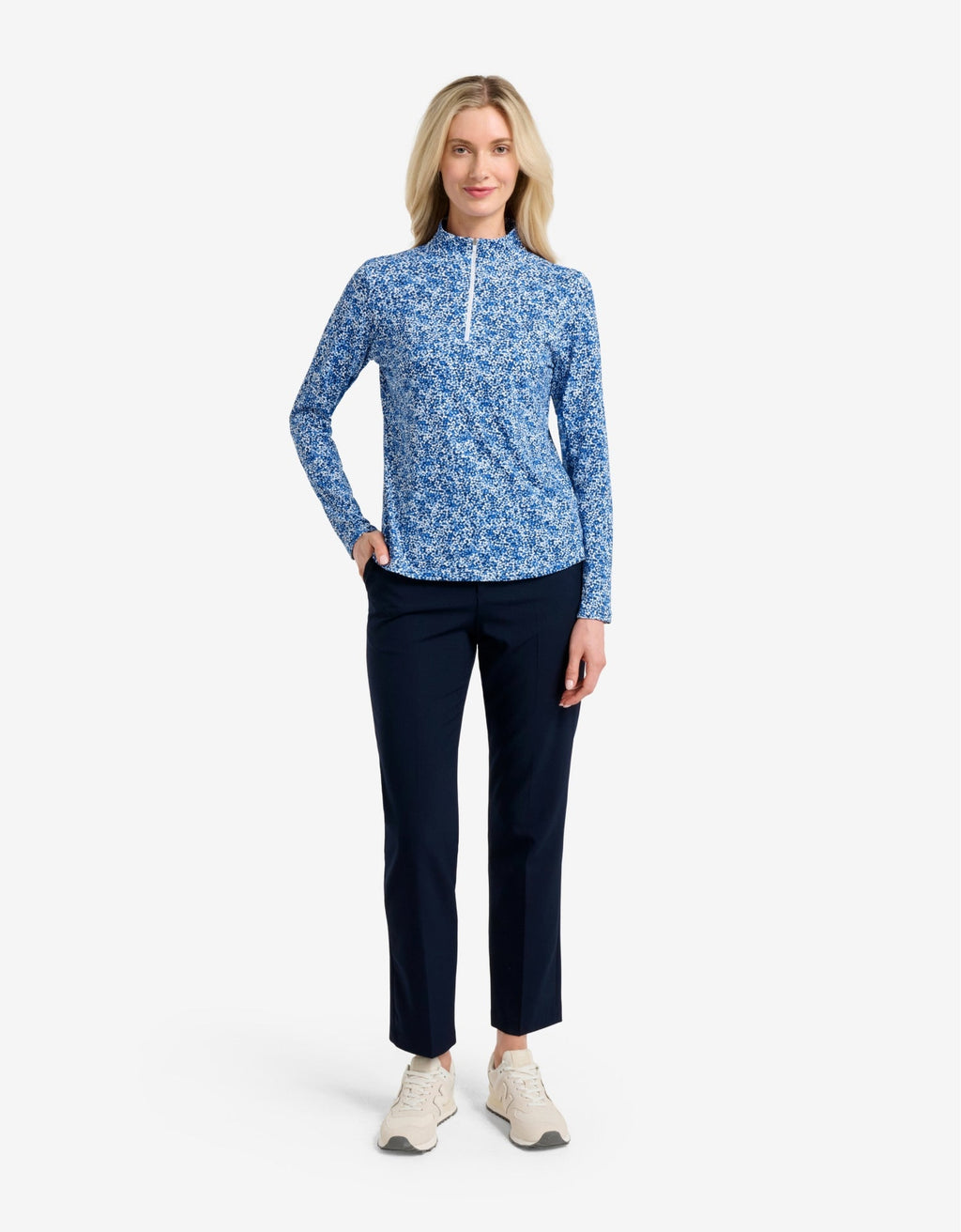 Women's UPF 50+ Summer Floral Quarter Zip Top | Relaxed Fit Breathable Long Sleeve Shirt 2